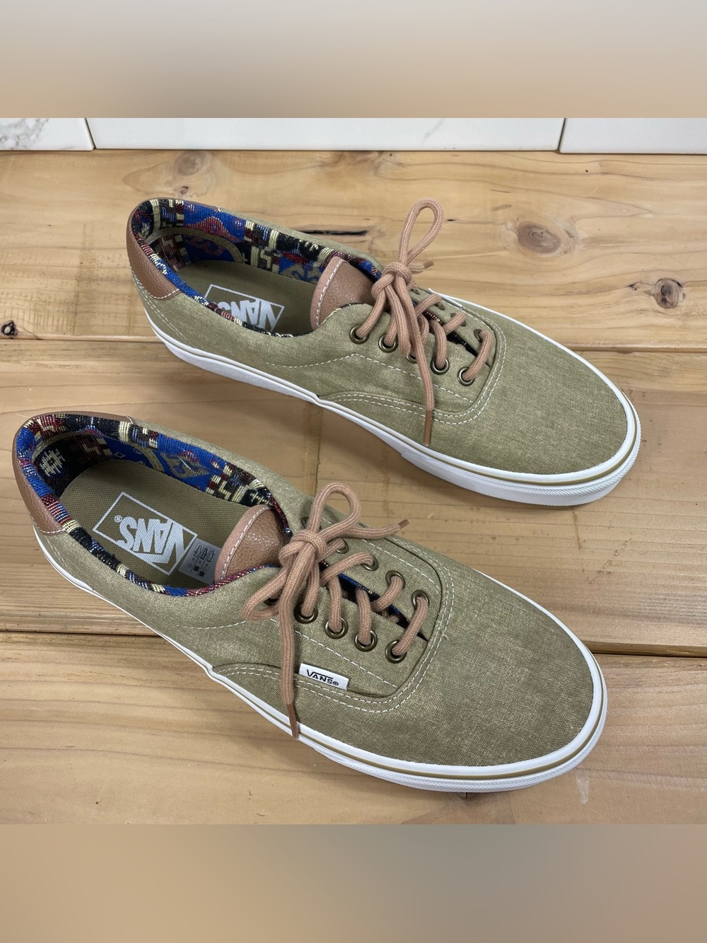 Vans Off the Wall Olive Tribal Print Canvas Low-Top Sneakers Mens 10.5